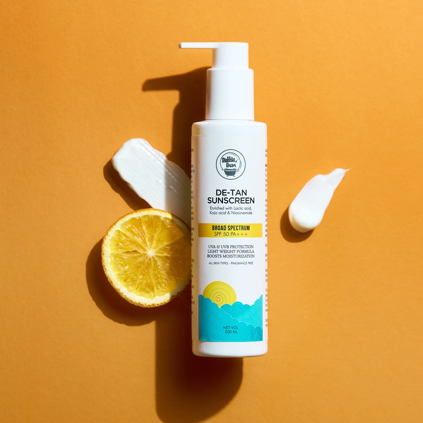 De-Tan Body Sunscreen 200ml - Lactic acid, Alpha Arbutin & Kojic Acid