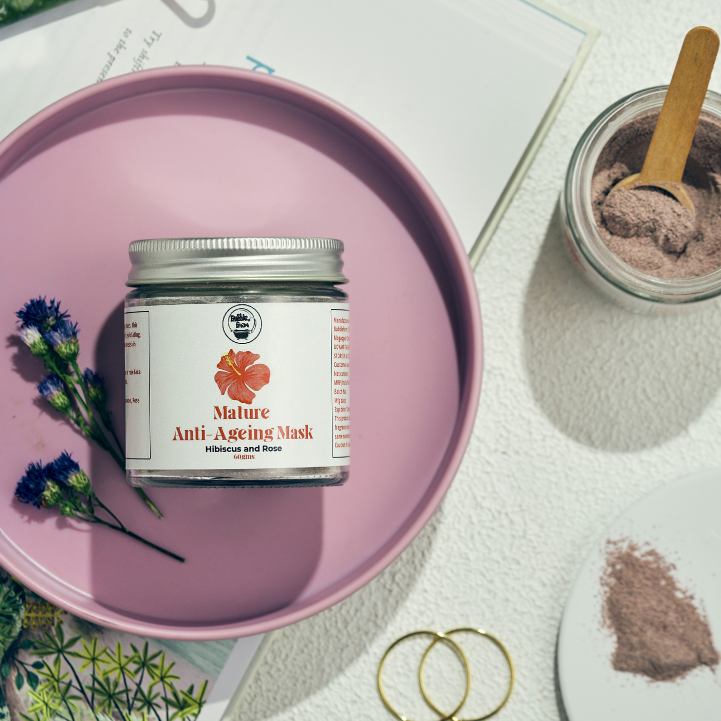 Mature - Anti-ageing Face Mask - Hibiscus, Rose and Pomegranate Powder.