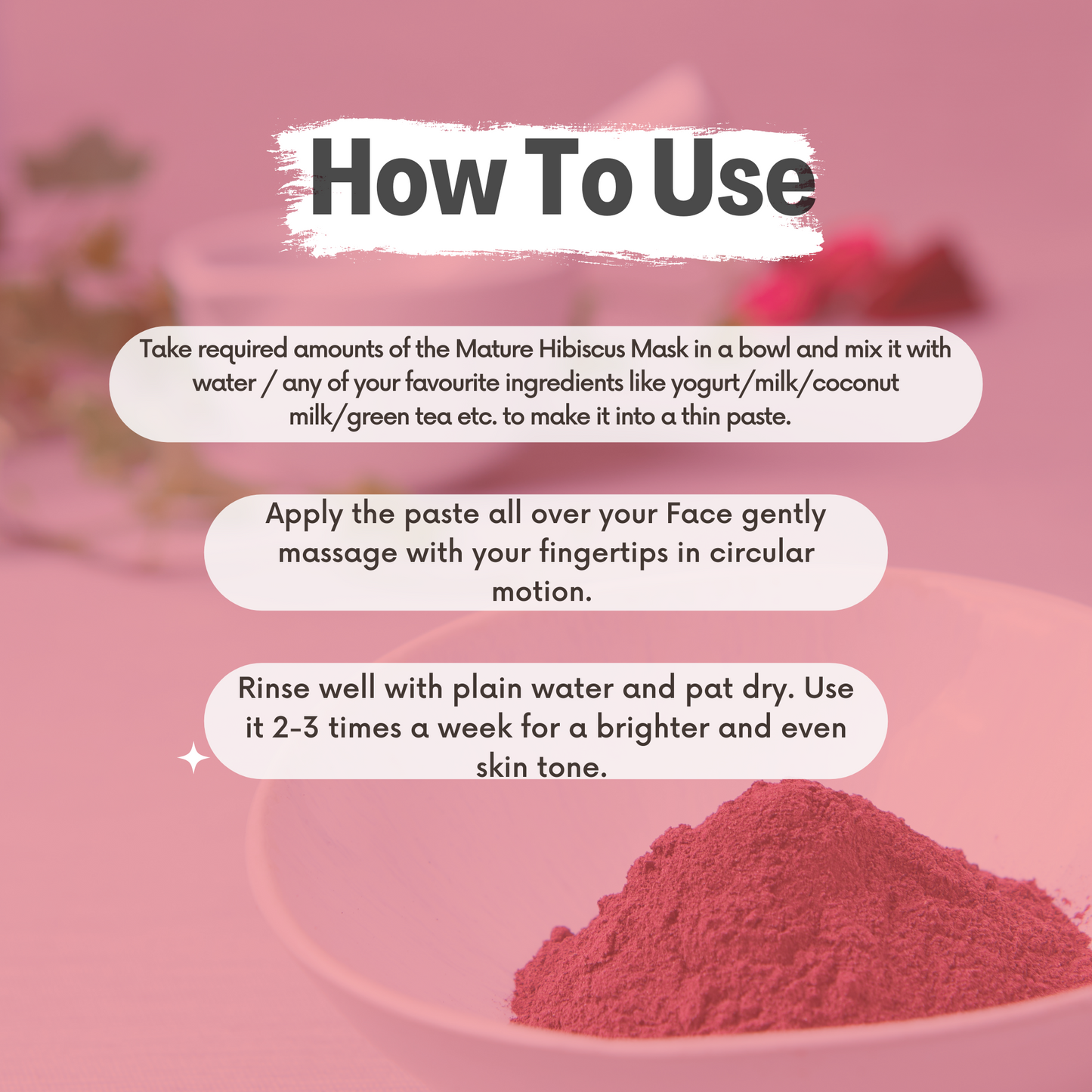 Mature - Anti-ageing Face Mask - Hibiscus, Rose and Pomegranate Powder.